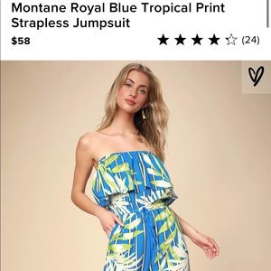 Lulus tropical print blue jumpsuit